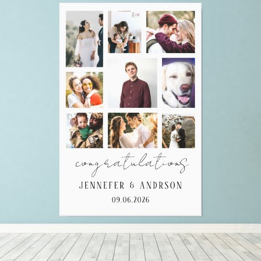 9 foto's Groot Geschenk Voor Bruid & Bruidegom  Canvas Afdruk (Insitu (Houten vloer))