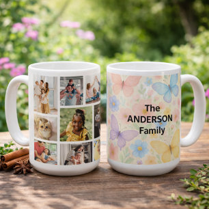 9 foto's met familienaam koffiemok
