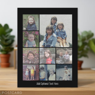 9 foto's - minimaal raster op zwarte achtergrond briefkaart