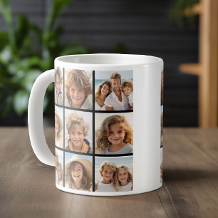9 foto's - minimaal raster op zwarte achtergrond koffiemok