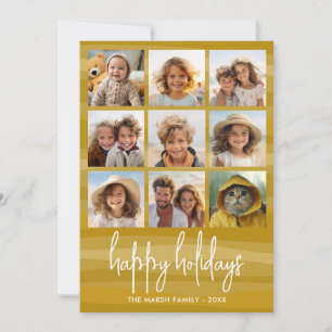 9 Foto's Organisch Goud - Kerst Happy Feestdagenkaart