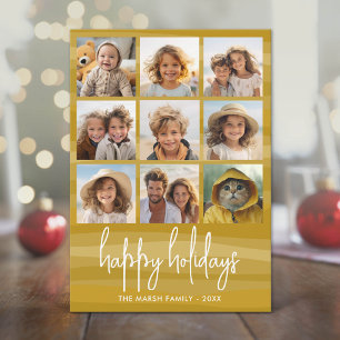 9 Foto's Organisch Goud - Kerst Happy Feestdagenkaart