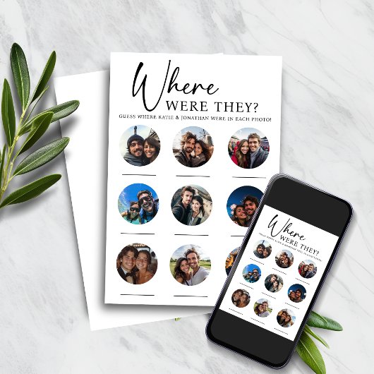 9 foto's waar waren ze Verloving bruiloft spel Kaart