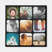 9 Fotosjabloon vierkant raster Rond Lijst Fridge Magneet (Voorkant)