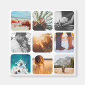 9 Fotosjabloon vierkant raster Rond Lijst Fridge Magneet (Voorkant)