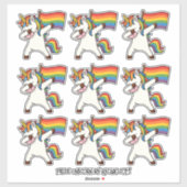 9 Gay Pride Dabbing Eenhoorns met Vlag Sticker (Vel)