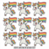 9 Gay Pride Dabbing Eenhoorns met Vlag Sticker (Voorkant)