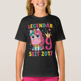 9. Geburtstag Mädchen Einhorn Legendär Seit 2017 T-shirt