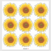 9 Geel Sinaasappel Zonnebloem Kiss-Cut Stickers (Vel)