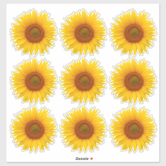 9 Geel Sinaasappel Zonnebloem Kiss-Cut Stickers (Vel)