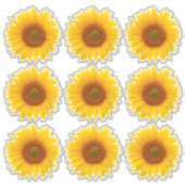 9 Geel Sinaasappel Zonnebloem Kiss-Cut Stickers (Voorkant)