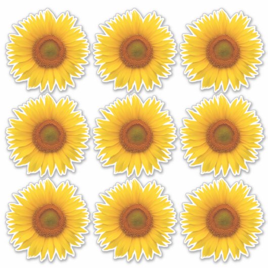 9 Geel Sinaasappel Zonnebloem Kiss-Cut Stickers (Voorkant)
