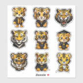 9 Geel & Zwart College University Tiger Stickers (Vel)