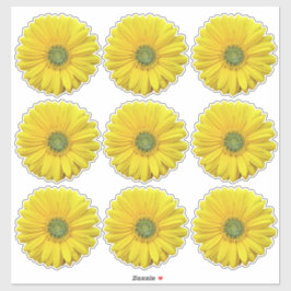 9 Gele Gerber Daisy Flower Kiss-Cut Stickers