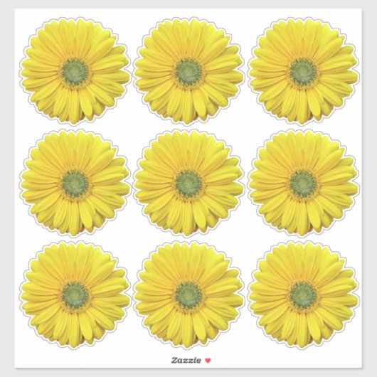 9 Gele Gerber Daisy Flower Kiss-Cut Stickers (Vel)