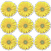 9 Gele Gerber Daisy Flower Kiss-Cut Stickers (Voorkant)