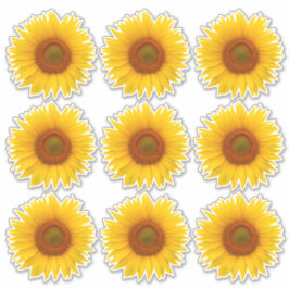 9 Gele Oranje Zonnebloem Bloem Kiss-Cut Stickers