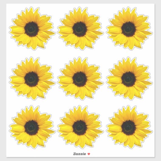 9 Gele Zonnebloem Bloem Kiss-Cut Stickers (Vel)