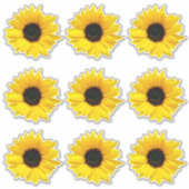 9 Gele Zonnebloem Flower Kiss-Cut Stickers (Voorkant)