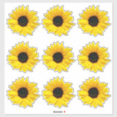 9 gele zonnebloem kiss-cut Stickers (Vel)