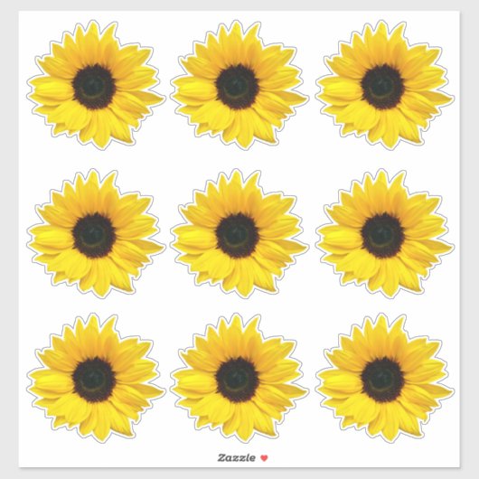 9 gele zonnebloem kiss-cut Stickers (Vel)