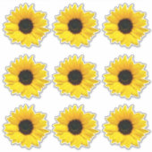 9 gele zonnebloem kiss-cut Stickers (Voorkant)
