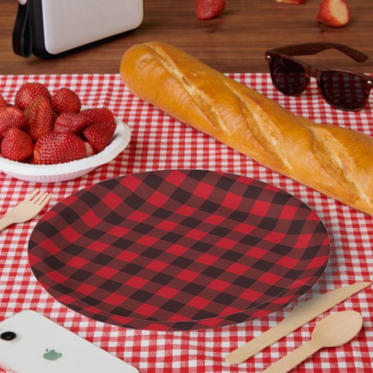 9" Geruite Ronde Papieren Bord (Picknick)