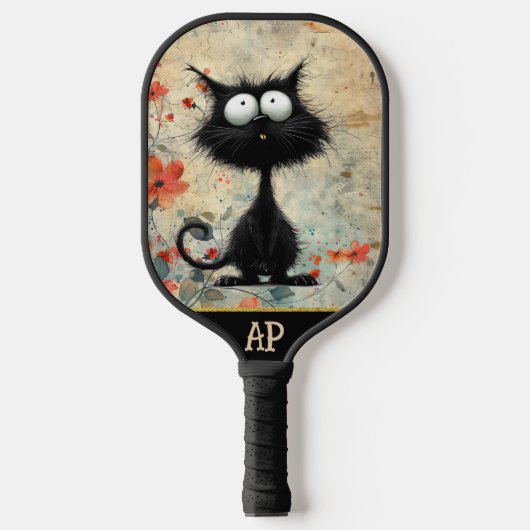 *~* 9 grillige eigenzinnige kat AP68 Bloemfoto Pickleball Paddle (Voorkant)