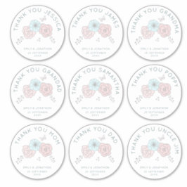 9 grote individuele naam Bedankt bloemenbruiloft Sticker