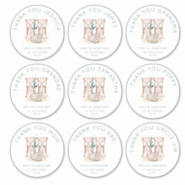 9 grote individuele namen dank u bruiloft sticker