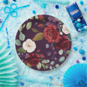 9-inch Bord met rond papier, kruimel Paarse Rozen  (Feest)