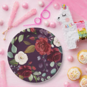 9-inch Bord met rond papier, kruimel Paarse Rozen  (Feest)