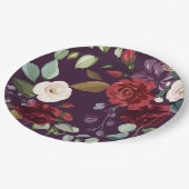 9-inch Bord met rond papier, kruimel Paarse Rozen  (Gekanteld)