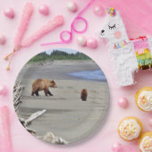 9-inch Bord papier met grizzly beer & cub (Feest)