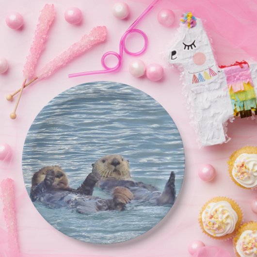 9-inch Bord papier met otters (Feest)