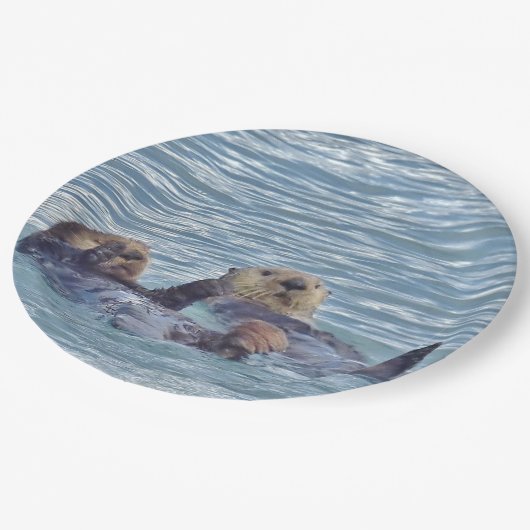 9-inch Bord papier met otters (Gekanteld)