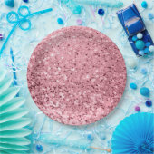 9-inch Bord Roos Gold Glitter met rond papier (Feest)