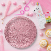 9-inch Bord Roos Gold Glitter met rond papier (Feest)