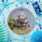 9-inch papieren bord met grizzly beer cub. (Feest)