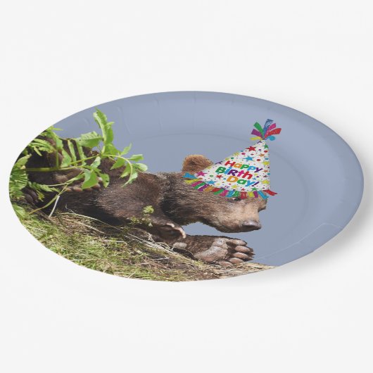 9-inch papieren bord met grizzly beer cub. (Gekanteld)