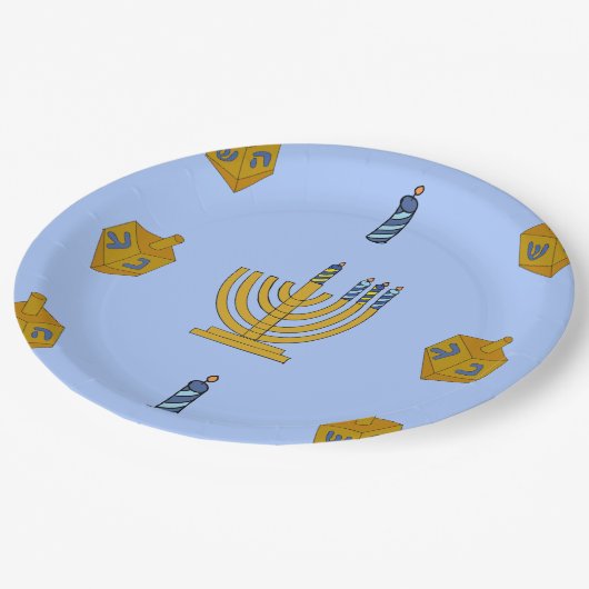 9-inch rond Chanoeka-papier bord (Gekanteld)