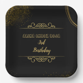 9-inch Square Floral Birthday Party Paper Bord. Papieren Bordje