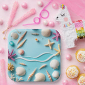 9-Inch Square Paper Plate with Sea Life Design –  Papieren Bordje (Feest)