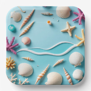 9 inch vierkant papieren bord met zeelevenontwerp