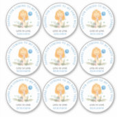 9 individuele gastnamen blauw dank u leeuw sticker (Voorkant)