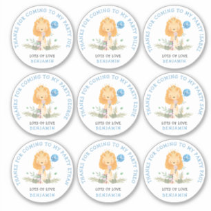 9 individuele gastnamen blauw dank u leeuw sticker