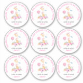 9 individuele gastnamen Kinder dank u Giraffe Sticker (Voorkant)