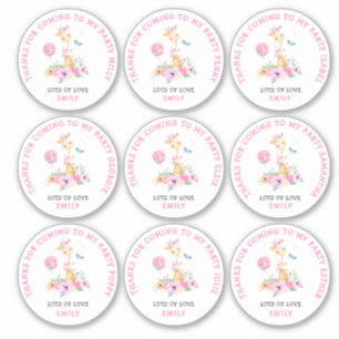 9 individuele gastnamen Kinder dank u Giraffe Sticker