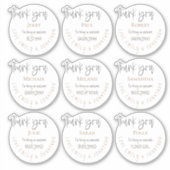 9 Individuele naam Bedankt Bericht Bruidsfeest Sticker (Voorkant)