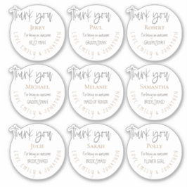 9 Individuele naam Bedankt Bericht Bruidsfeest Sticker
